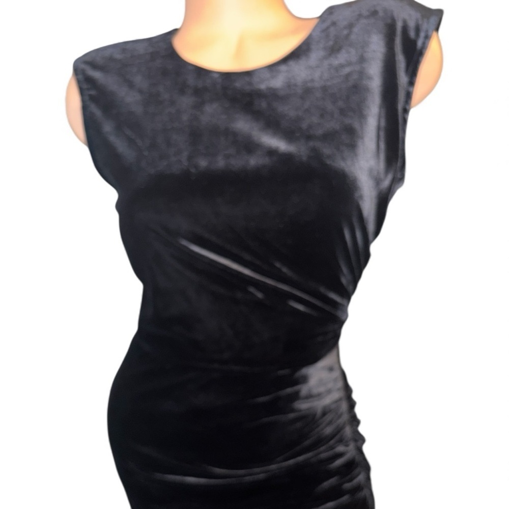 Veronica Beard silk velvet Elegant Black ruched Maxi sleeveless Dress romantic - Picture 12 of 15